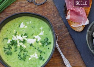 Recipe cream of peas, Crottin Sevre & Belle and chives